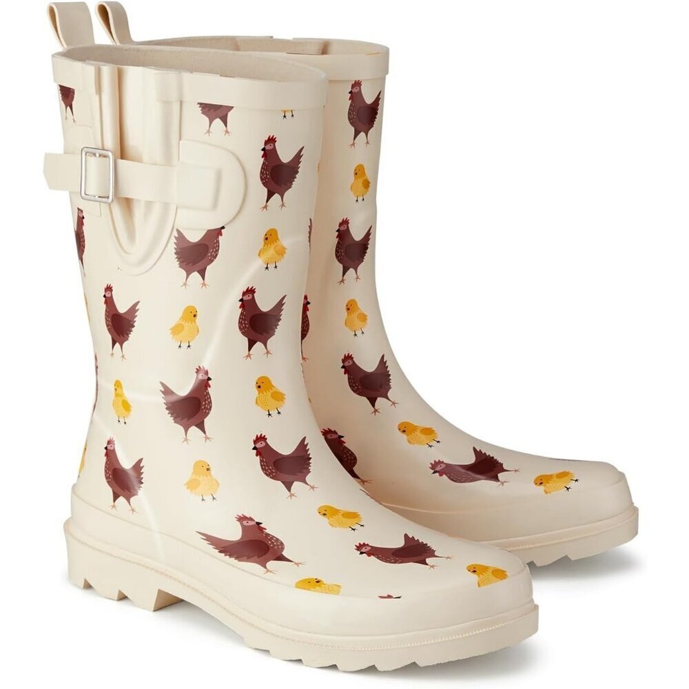 Women's Cream Chicken Fashionable Waterproof Garden Mud Rubber Rain Boots